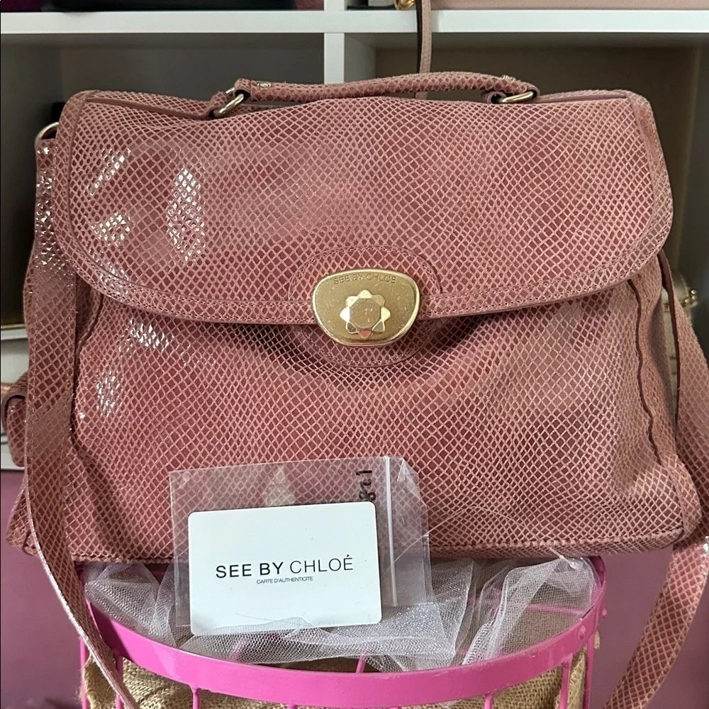 See By Chloe Rose Textured Bag with Gold Clasp
